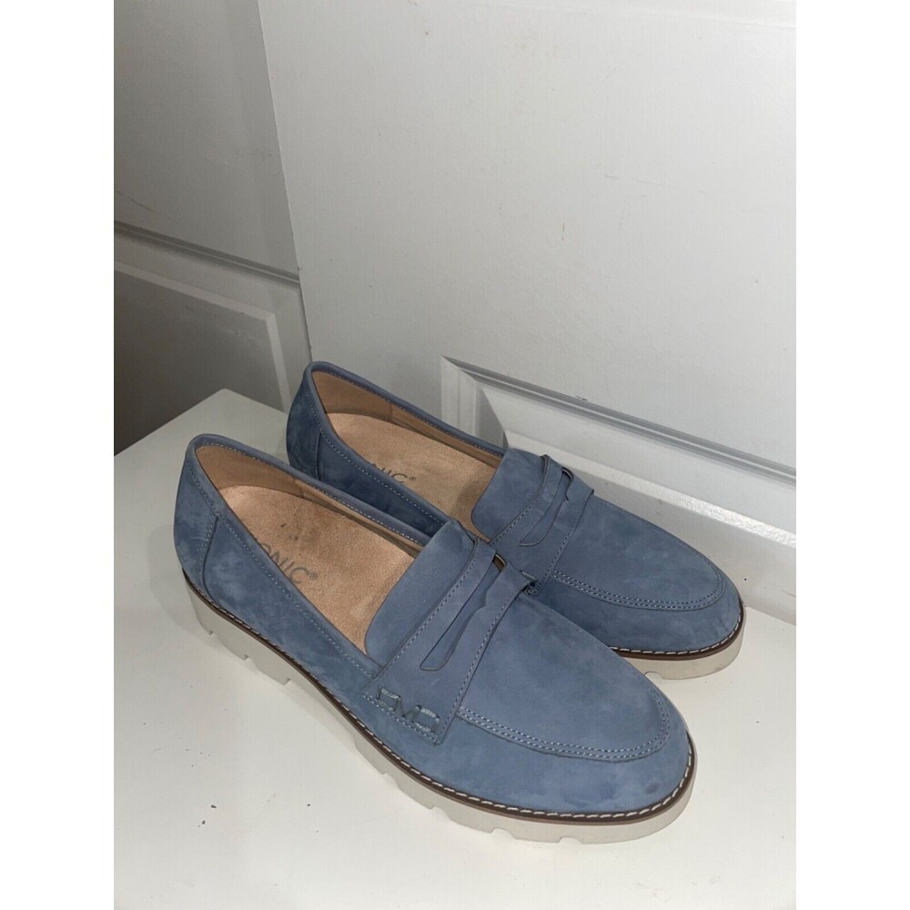 Vionic Light Blue Suede Penny Loafers - Picture 4 of 12